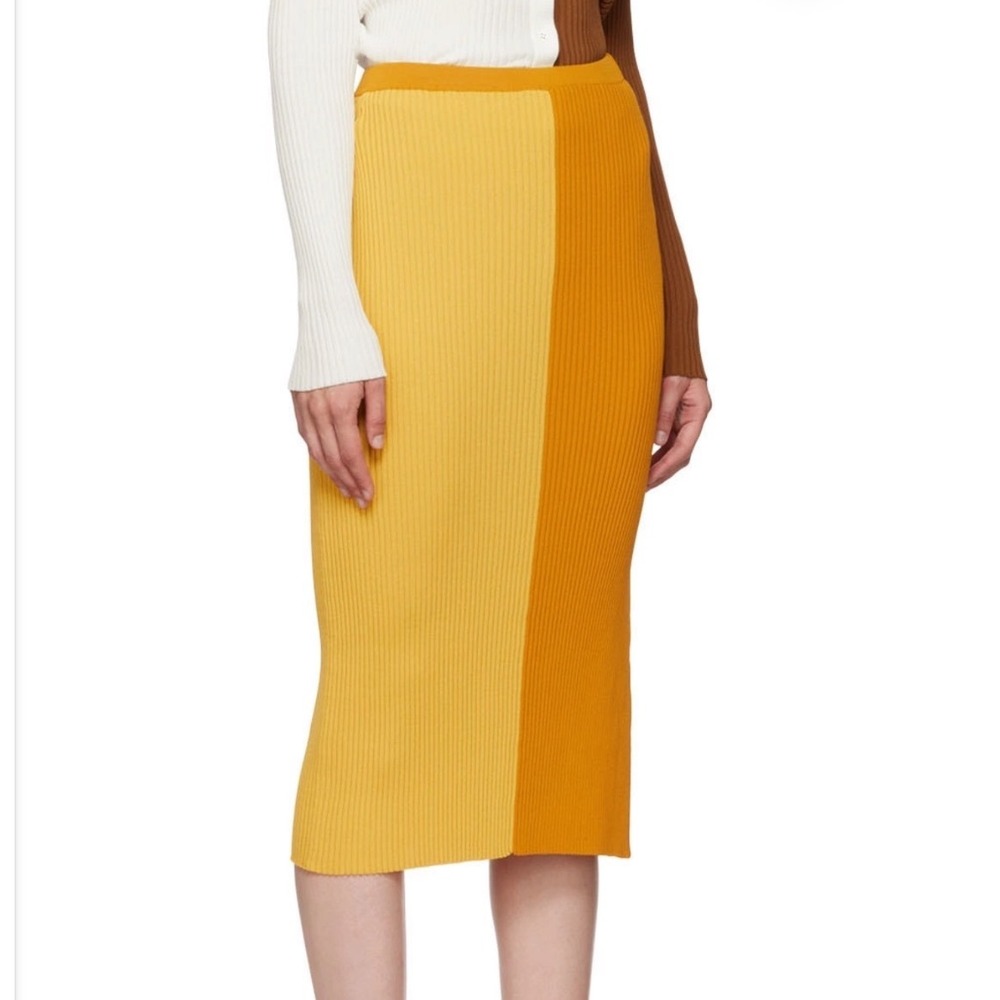 STAUD Yellow Lorraine Midi Skirt Size XS‎